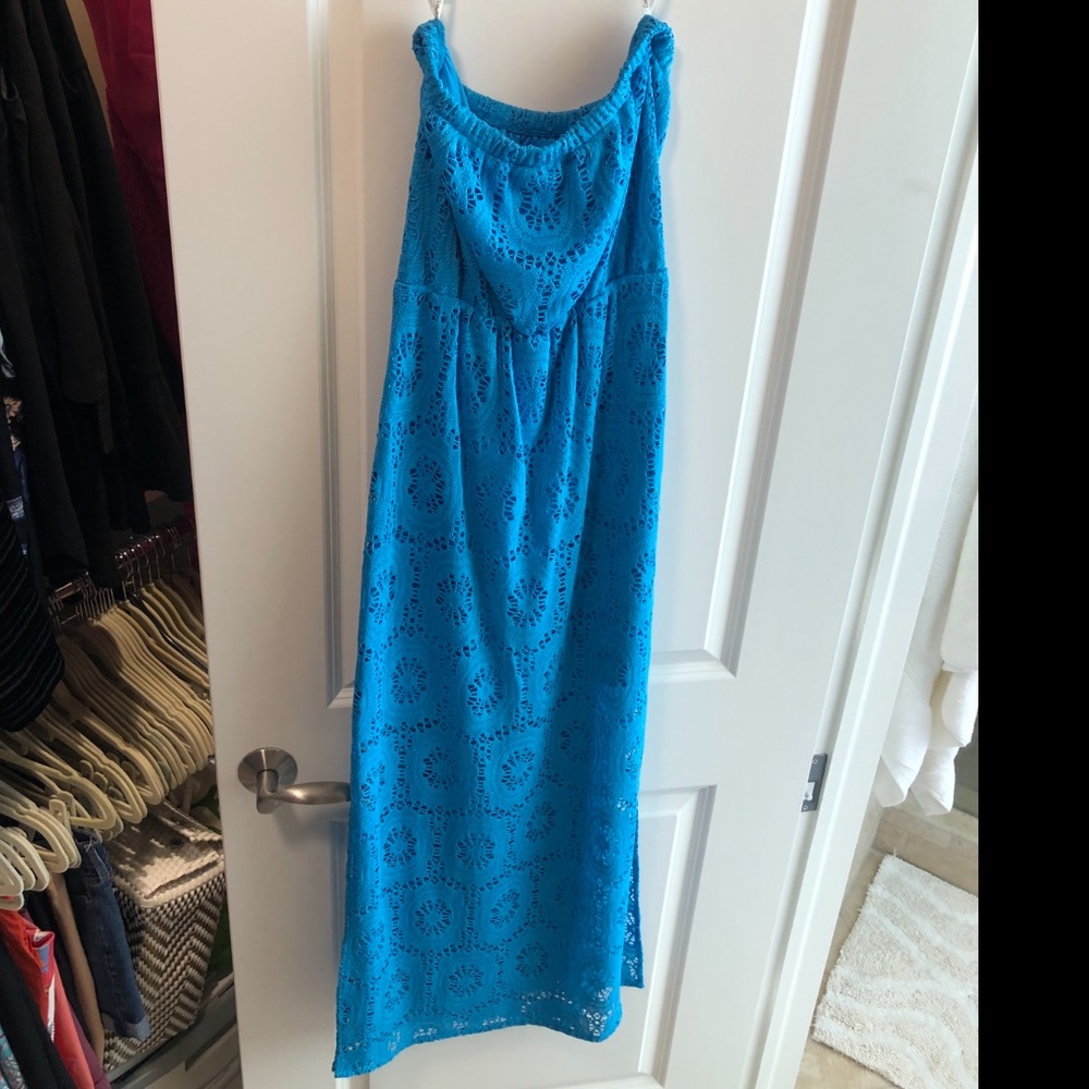 Lily Pulitzer turquoise lace strapless dress